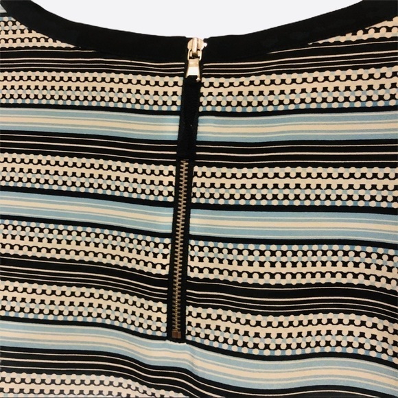 Talbots Striped Blouse Short Sleeve Blue Black Tan Size 6 - Picture 4 of 8